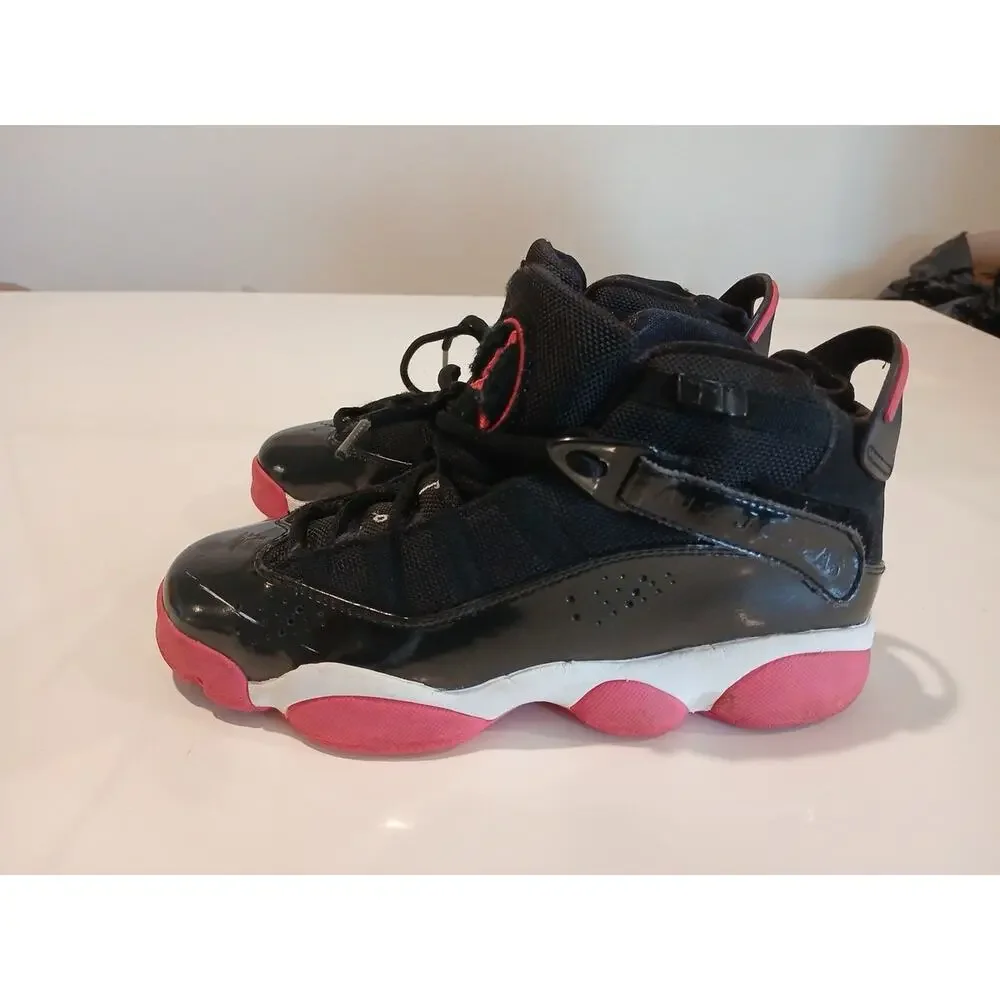 Air Jordan 6 Rings Black Mens Size 4.5 Y Sneaker 322992-062 Black Pink White
